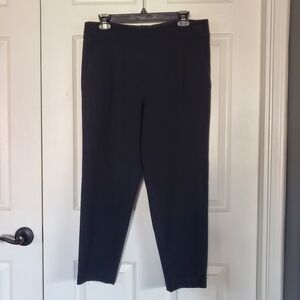 J.Crew Factory Black Stretch CityFit Pleaded Cropped Pants Back Zip Pockets Sz 6